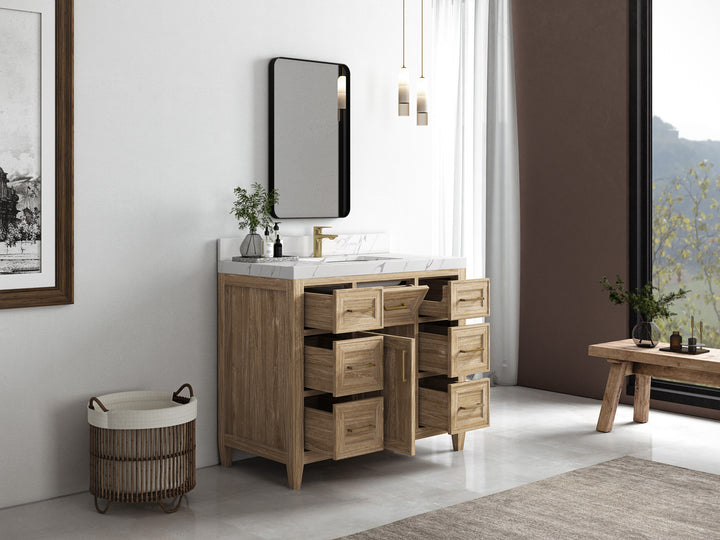 Santa Monica Teak Wood 42 in. W x 22 in. D Single Sink Bathroom Vanity - photo 3