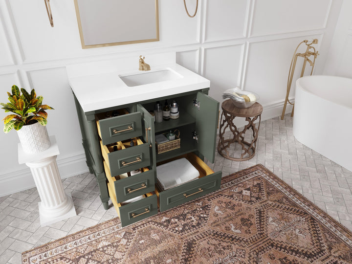 Aberdeen 36 in. W x 22 in. D Right Offset Sink Bathroom Vanity - photo 3