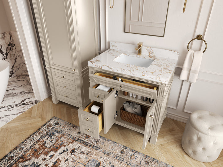 Paris 36 in. W x 22 in. D Center Sink Bathroom Vanity - photo 3