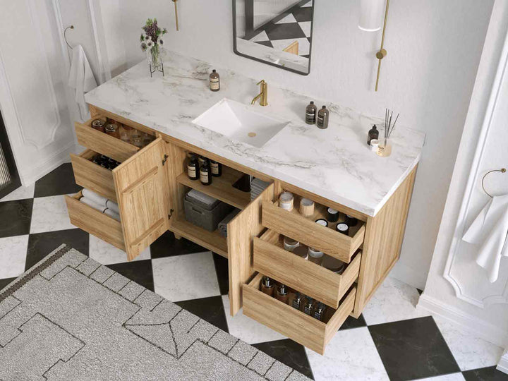 Madison Teak Wood 72 in. W x 22 in. D Single Sink Bathroom Vanity - photo 3