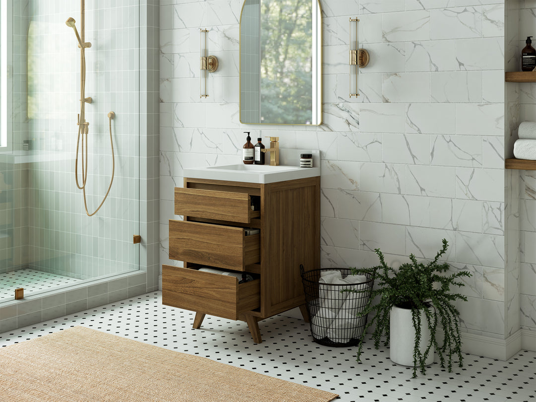 Madison Teak Wood 24 in. W x 22 in. D Single Sink Bathroom Vanity