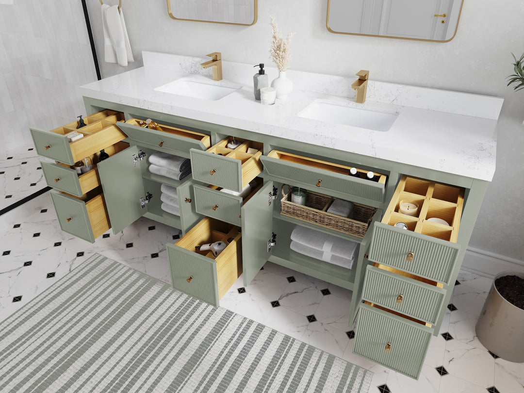 Sonoma 84 in W x 22 in D Free Standing Reeded Double Sink Bathroom Vanity