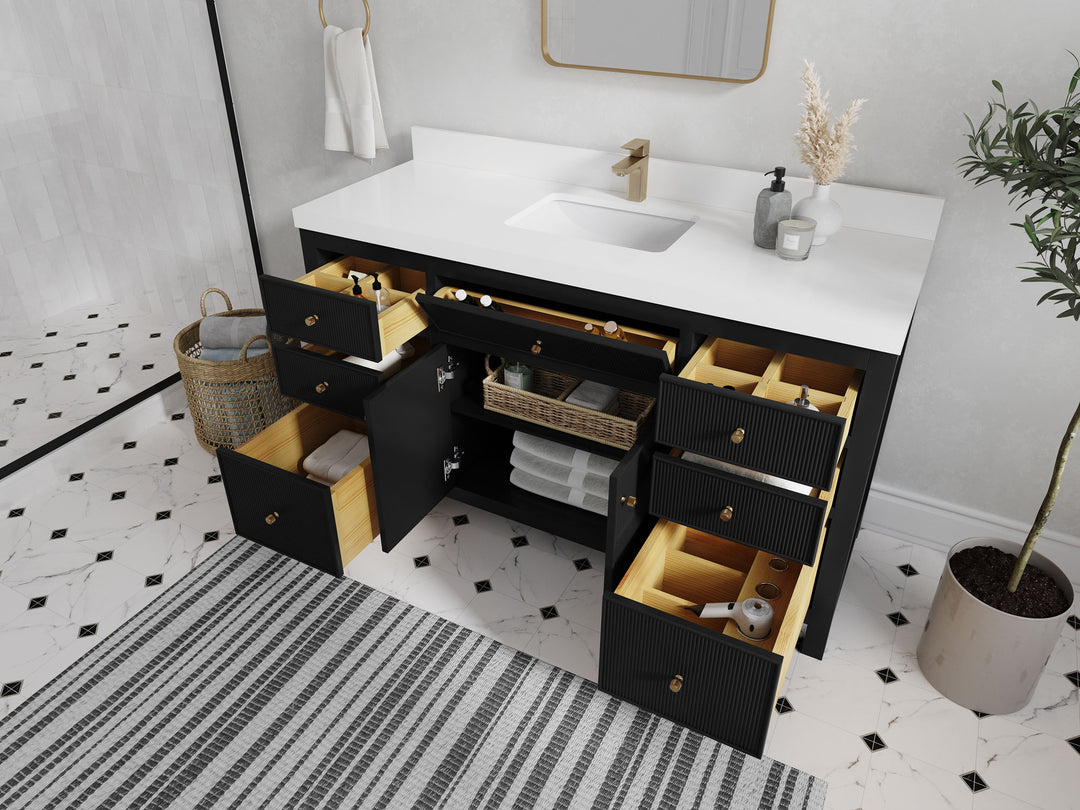 Sonoma 60 in W x 22 in D Free Standing Reeded Single Sink Bathroom Vanity