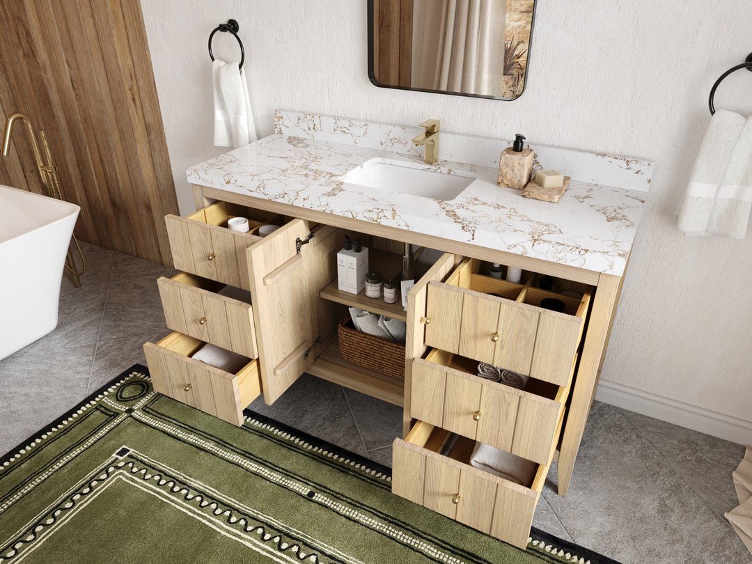 Atlanta White Oak 60 in. W x 22 in. D Single Sink Bathroom Vanity