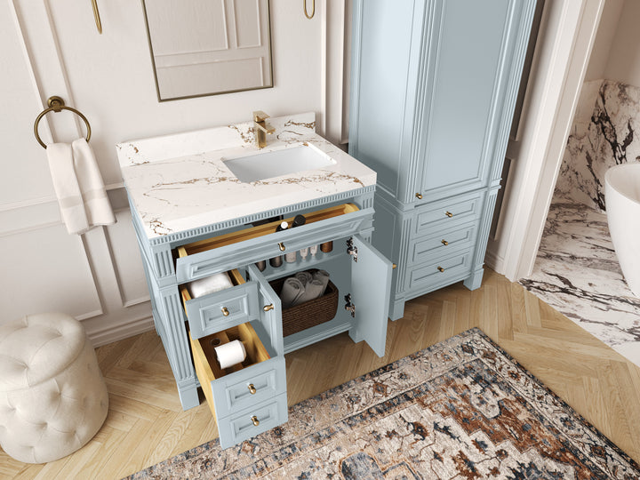 Paris 36 in. W x 22 in. D Right Offset Sink Bathroom Vanity - photo 3
