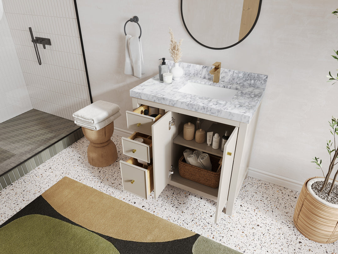 Chicago 36 in. W x 22 in. D Right Offset Sink Bathroom Vanity