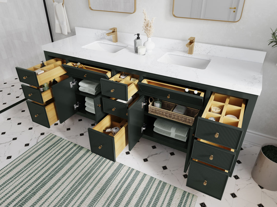 Sonoma 84 in W x 22 in D Free Standing Reeded Double Sink Bathroom Vanity