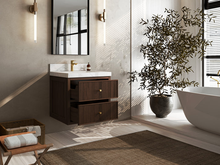 Sonoma Floating Teak 24 in. W x 22 in. D Single Sink Bathroom Vanity - photo 3