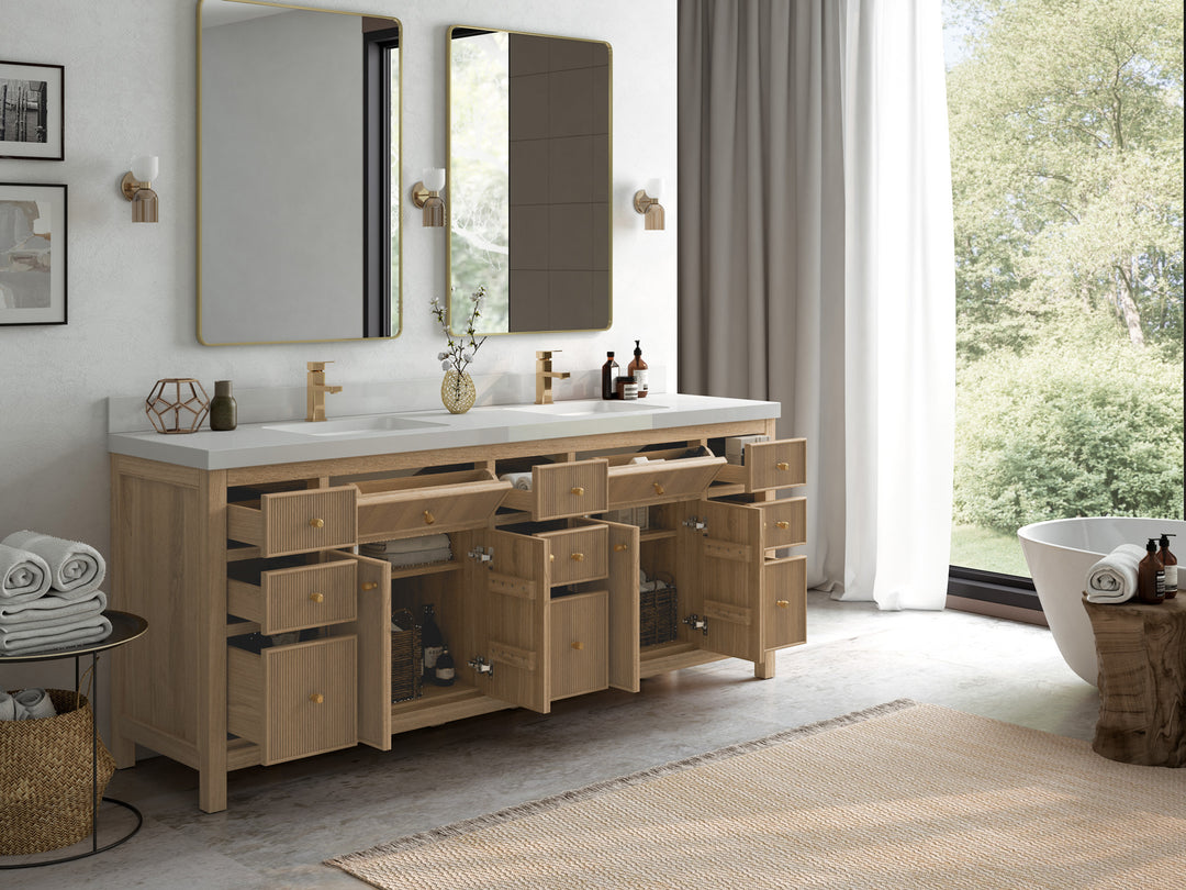 Sonoma Teak Wood 84 in. W x 22 in. D Double Sink Bathroom Vanity