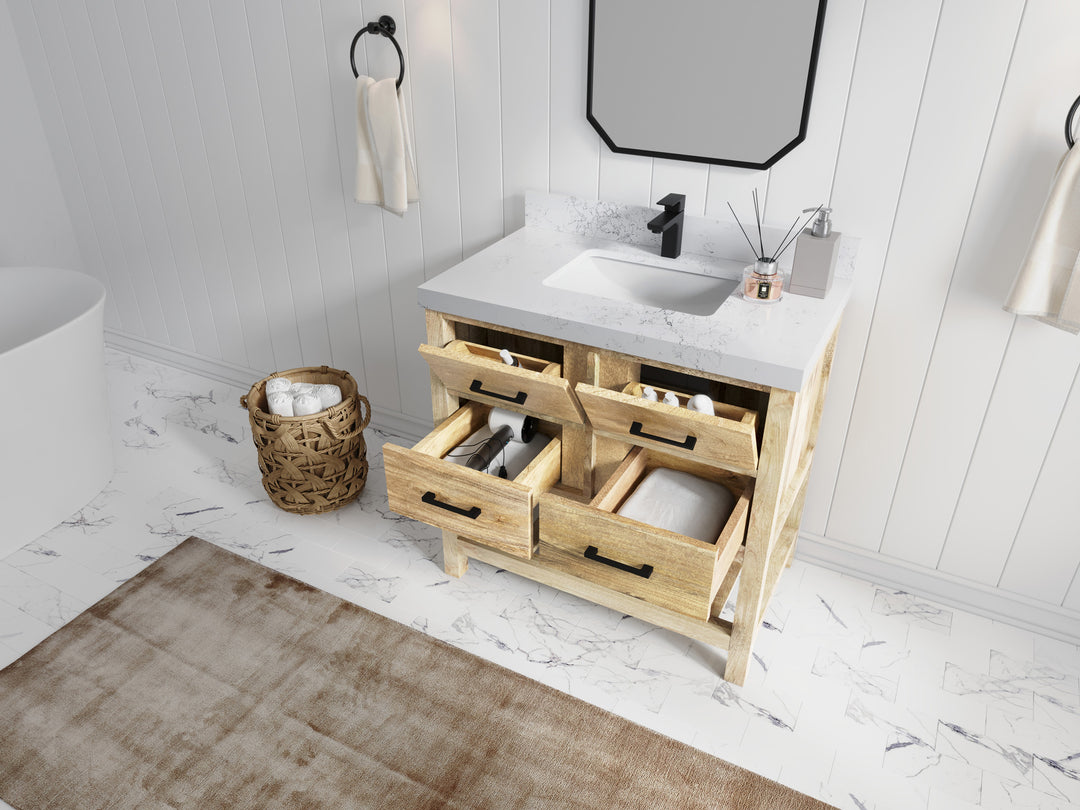 Parker Mango Wood 36 in. W x 22 in. D Center Sink Bathroom Vanity