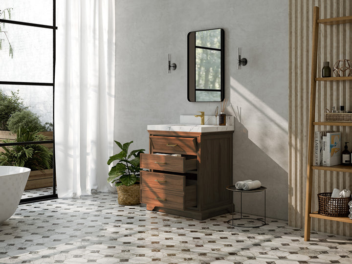 Charlotte 30 in. W x 22 in. D Single Sink Bathroom Teak Wood Vanity - photo 3