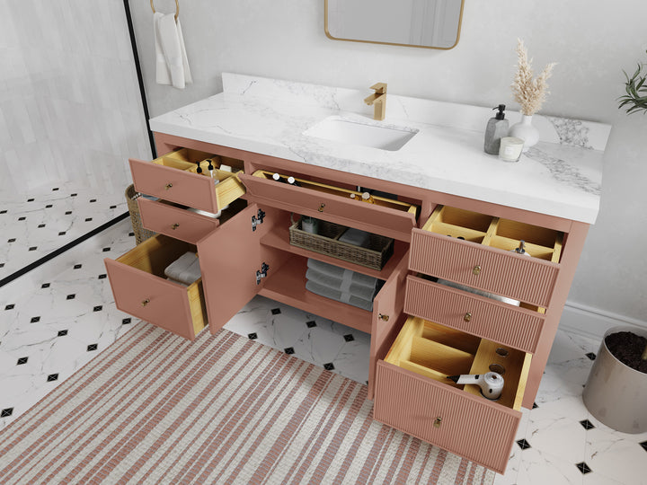 Sonoma 72 in W x 22 in D Free Standing Reeded Single Sink Bathroom Vanity - photo 3