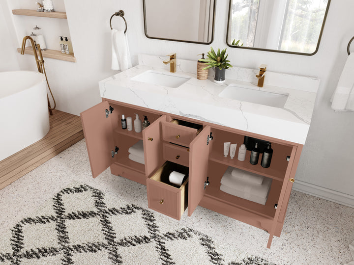 Manhattan 60 in. W x 22 in. D Double Sink Bathroom Vanity - photo 3