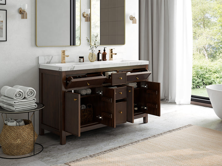 Sonoma Teak Wood 60 in. W x 22 in. D Double Sink Bathroom Vanity - photo 3