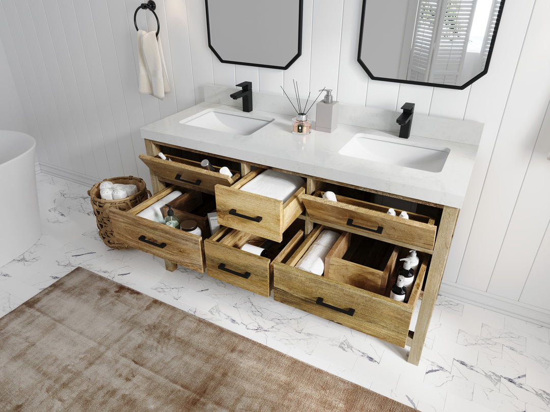 Parker Mango Wood 60 in. W x 22 in. D Double Sink Bathroom Vanity