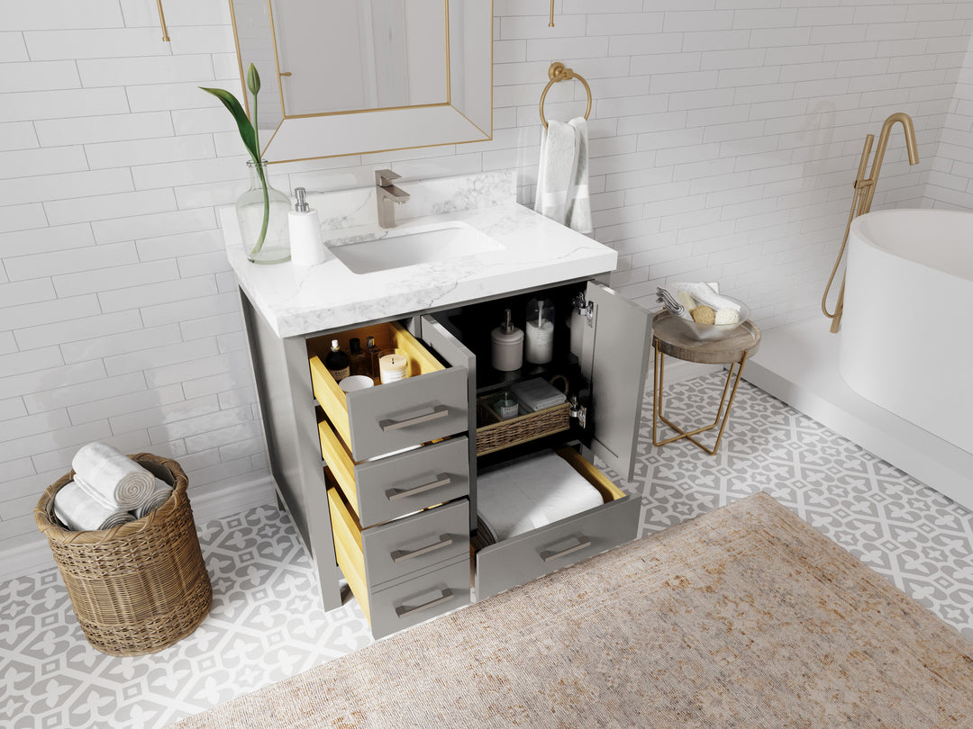 Malibu 36 in. W x 22 in. D Bathroom Vanity Center Sink 2