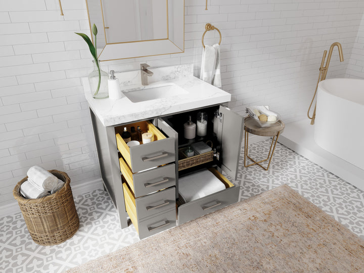 Malibu 36 in. W x 22 in. D Bathroom Vanity Center Sink 2 - photo 3