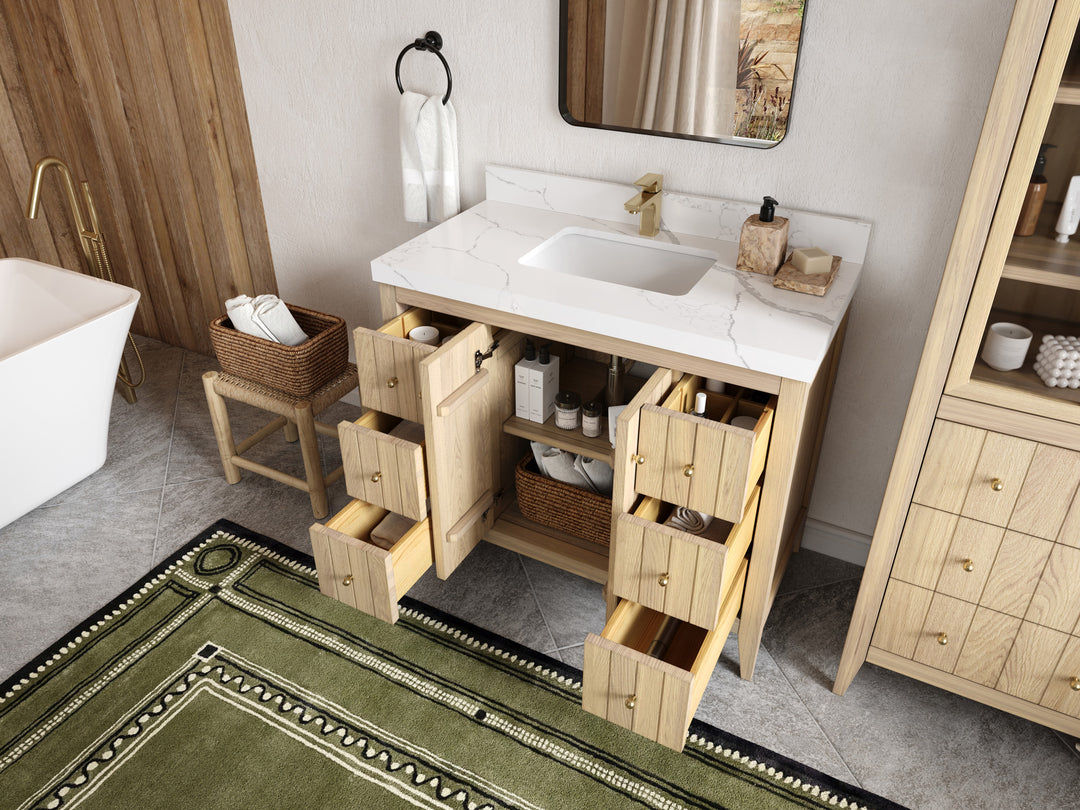Atlanta White Oak 42 in. W x 22 in. D Single Sink Bathroom Vanity