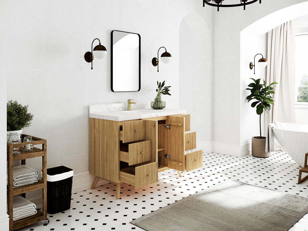 Pasadena Teak Wood 48 in. W x 22 in. D Single Sink Bathroom Vanity