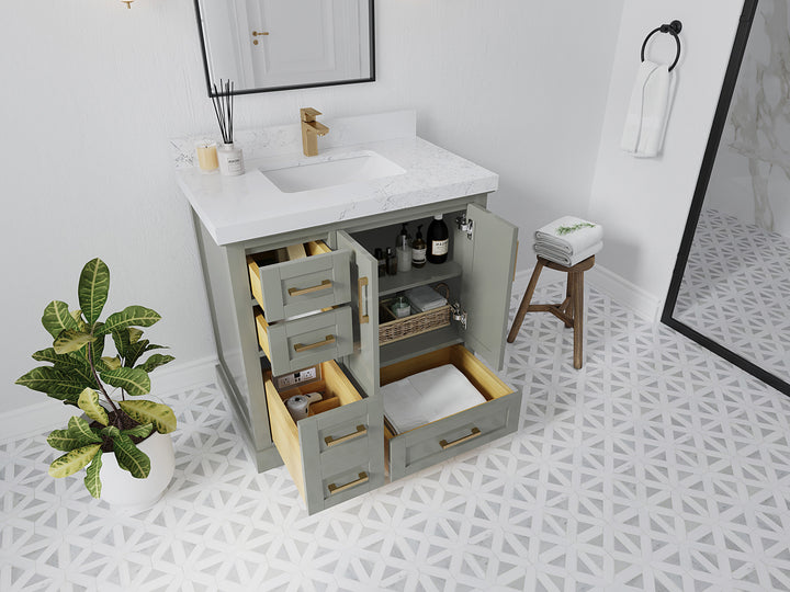 Boston 36" W x 22" D Center Sink Vanity for Modern Bathroom Spaces - photo 3