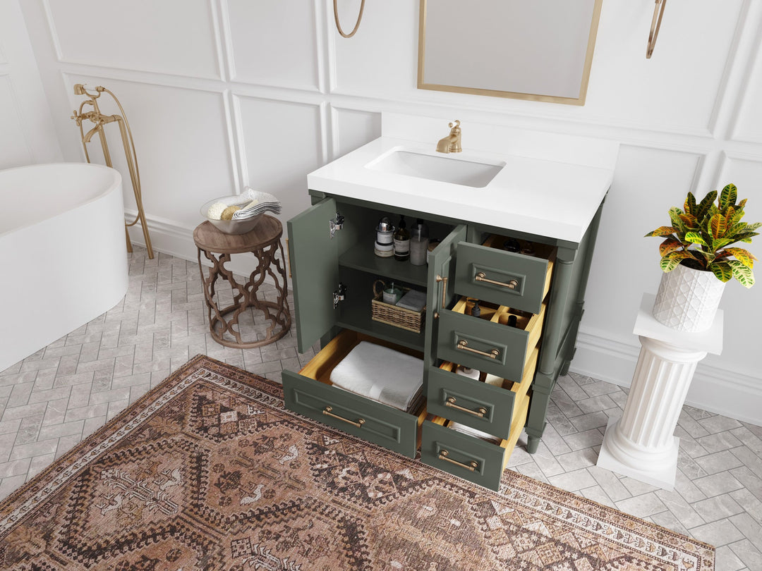 Aberdeen 36 in. W x 22 in. D Left Offset Sink Bathroom Vanity