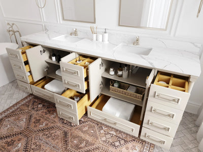 Aberdeen 96 in W x 22 in D Free Standing Double Sink Bathroom Vanity