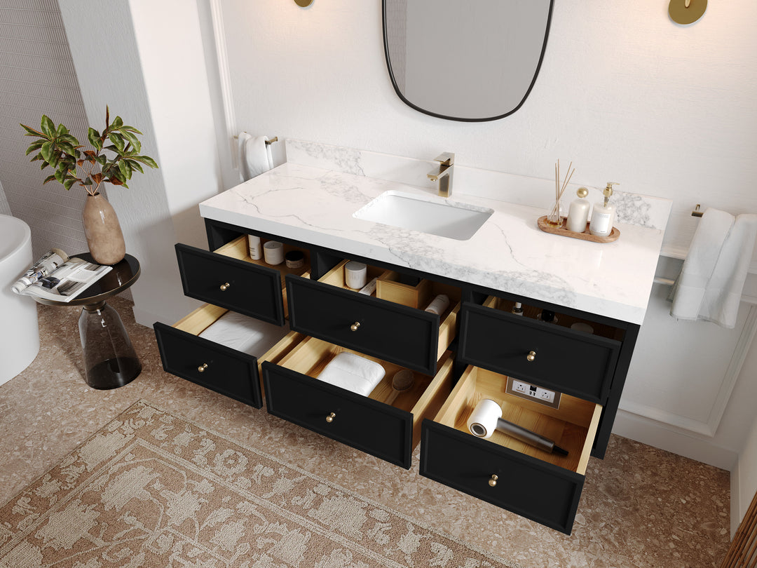 Roswell Floating 60 in. W x 22 in. D Single Sink Bathroom Vanity