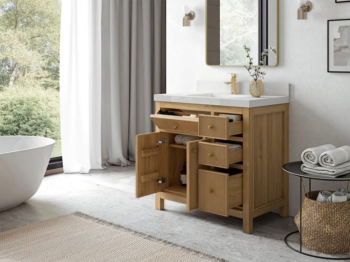Sonoma Teak Wood 36 in. W x 22 in. D Center Sink Bathroom Vanity - photo 3