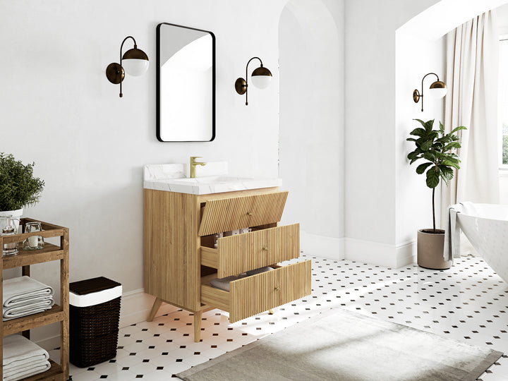 Pasadena Teak Wood 30 in. W x 22 in. D Single Sink Bathroom Vanity - photo 3