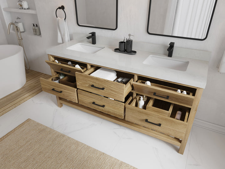 Parker Teak Wood 72 in. W x 22 in. D Double Sink Bathroom Vanity - photo 3