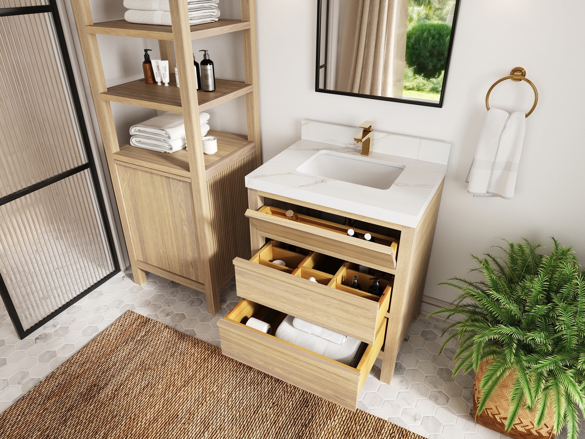Elizabeth White Oak 30 in. W x 22 in. D Single Sink Bathroom Vanity
