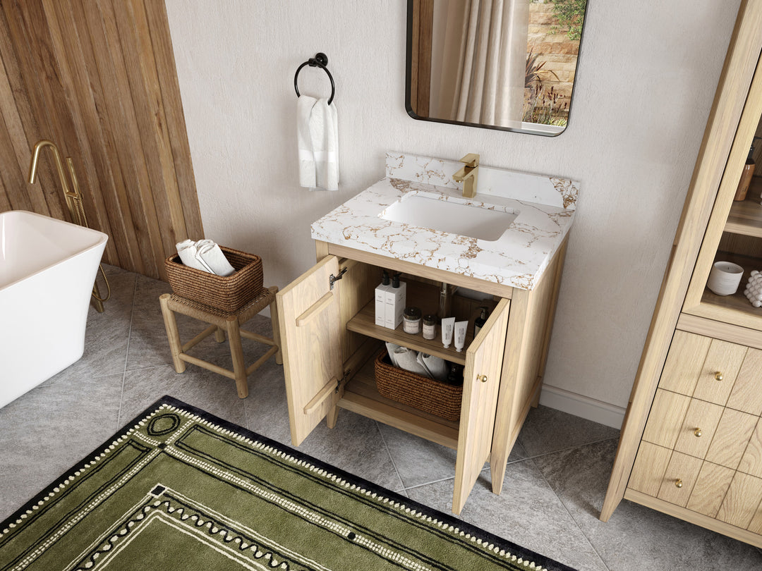 Atlanta White Oak 30 in. W x 22 in. D Single Sink Bathroom Vanity