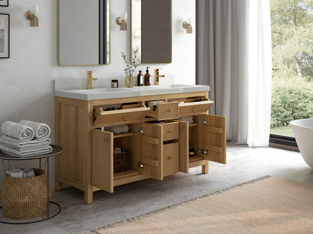 Sonoma Teak Wood 60 in. W x 22 in. D Double Sink Bathroom Vanity