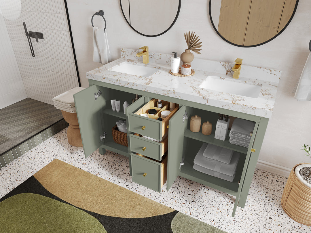 Chicago 60 in. W x 22 in. D Double Sink Bathroom Vanity