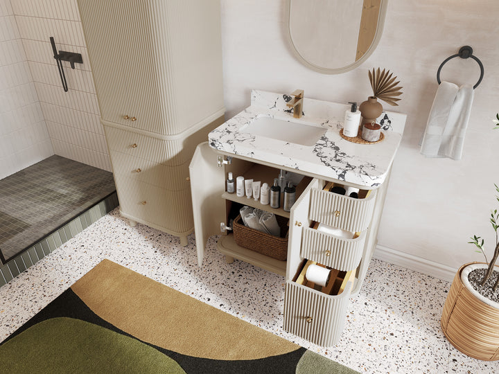 Miami 36 in. W x 22 in. D Left Offset Sink Bathroom Vanity - photo 3