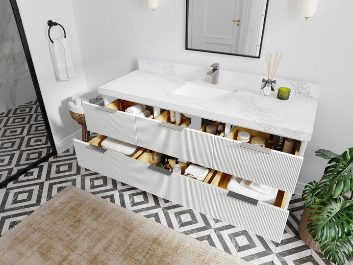 Catalina 60 in W x 22 in D Free Standing Reeded Single Sink Bathroom Vanity - photo 3
