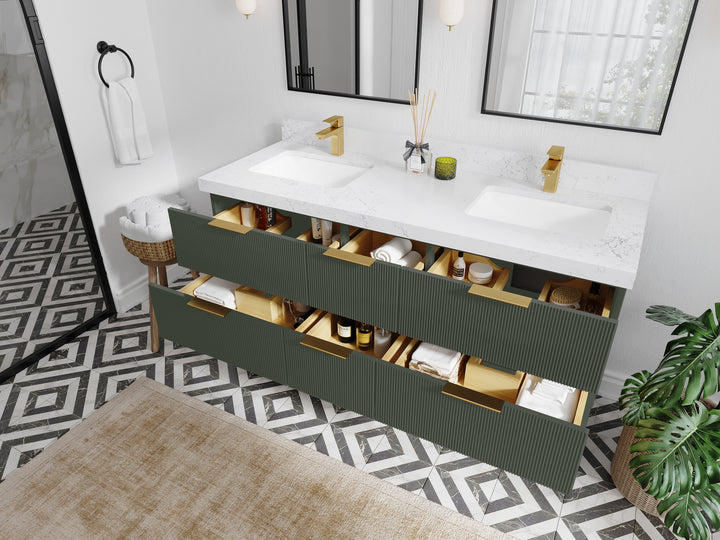 Catalina 60 in W x 22 in D Free Standing Reeded Double Sink Bathroom Vanity - photo 3