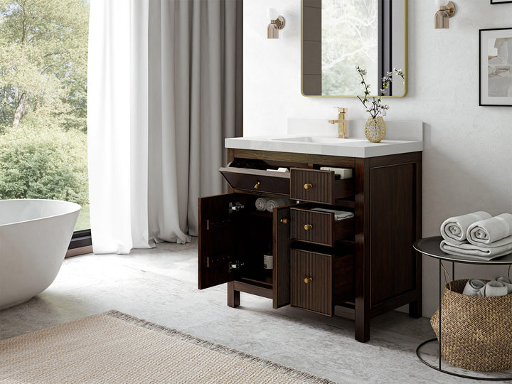 Sonoma Teak Wood 36 in. W x 22 in. D Center Sink Bathroom Vanity - photo 3