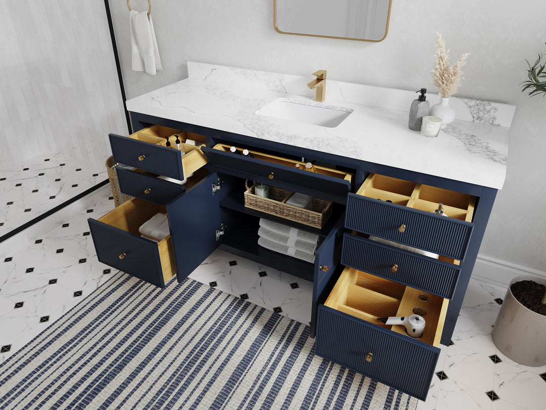 Sonoma 72 in W x 22 in D Free Standing Reeded Single Sink Bathroom Vanity