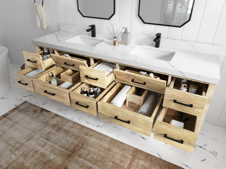 Parker Mango Wood 84 in. W x 22 in. D Double Sink Bathroom vanity with - photo 3