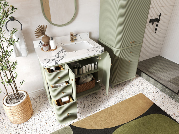 Miami 36 in. W x 22 in. D Right Offset Sink Bathroom Vanity - photo 3