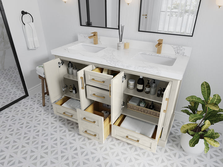 Boston 60 in. W x 22 in. D Double Sink Bathroom Vanity - photo 3