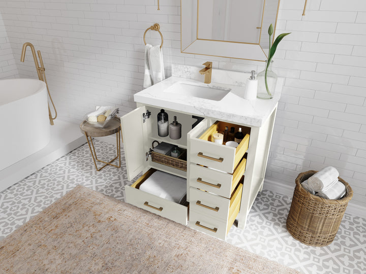 Malibu 36 in. W x 22 in. D Left Offset Sink Bathroom Vanity - photo 3