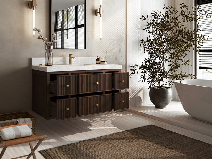 Sonoma Floating Teak 42 in. W x 22 in. D Single Sink Bathroom Vanity - photo 3