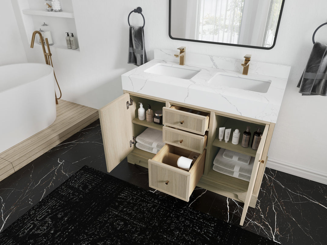 Manhattan White Oak 48 in. W x 22 in. D Double Sink Bathroom Vanity