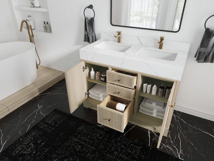 Manhattan White Oak 48 in. W x 22 in. D Double Sink Bathroom Vanity - photo 2