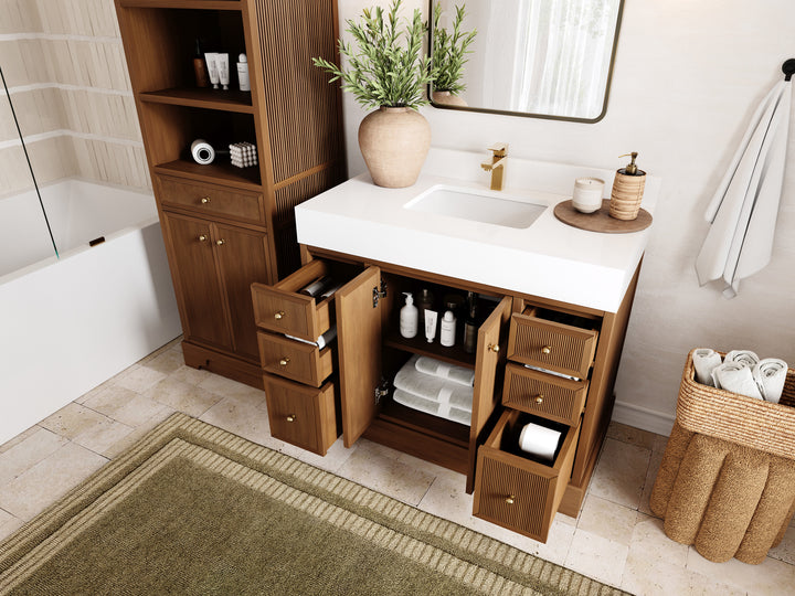 Manhattan Teak Wood 42 in. W x 22 in. D Single Sink Bathroom Vanity - photo 3