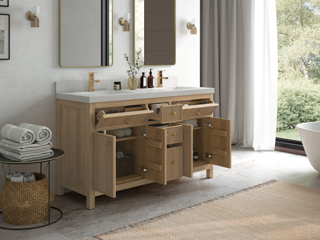 Sonoma Teak Wood 60 in. W x 22 in. D Double Sink Bathroom Vanity