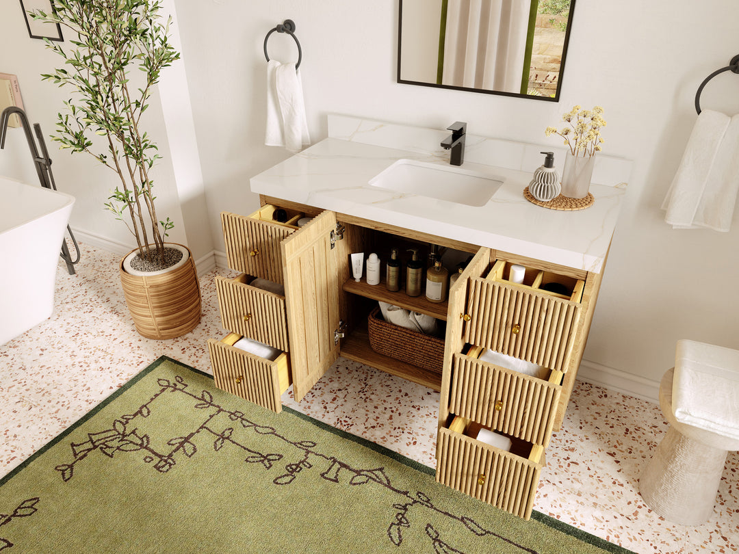 Pasadena White Oak 48 in. W x 22 in. D Single Sink Bathroom Vanity