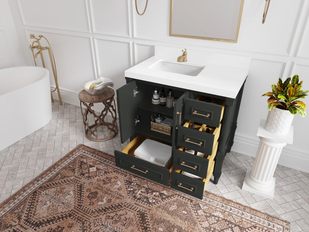 Aberdeen 36 in. W x 22 in. D Left Offset Sink Bathroom Vanity
